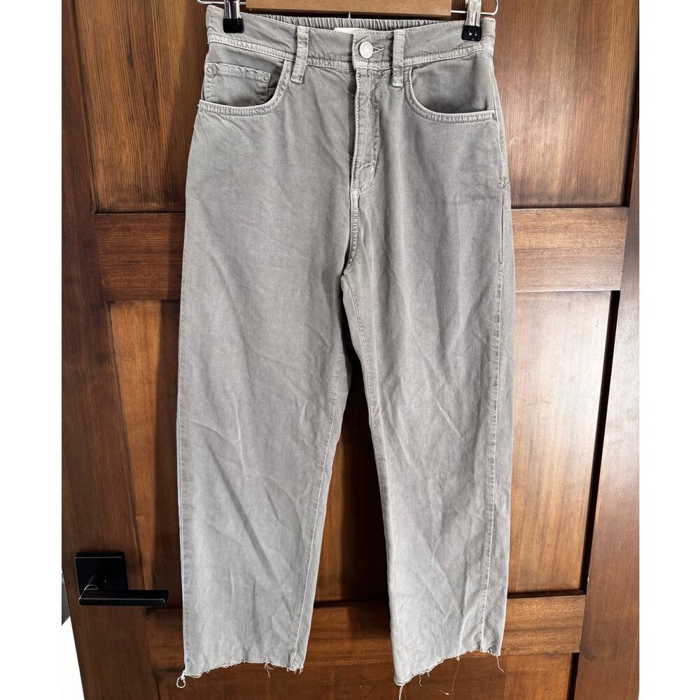 Zara Women's‎ Pull-On Gray Jeans Pants Fray Hem Size XS Crop 25" Inseam